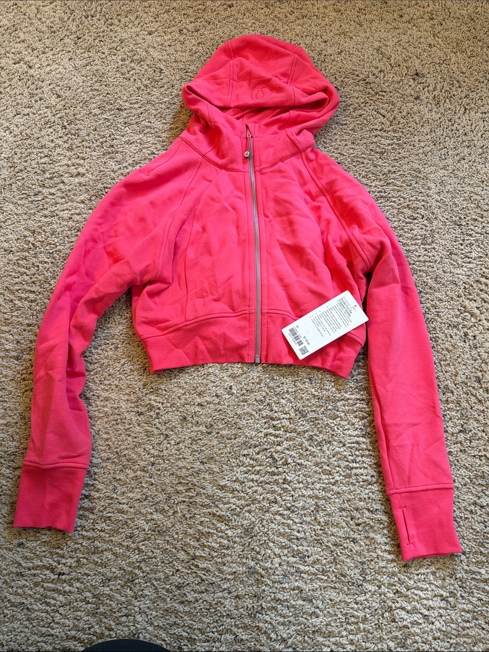 Lululemon Pink Scuba Full-Zip Cropped Hoodie